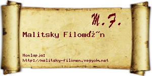 Malitsky Filomén névjegykártya